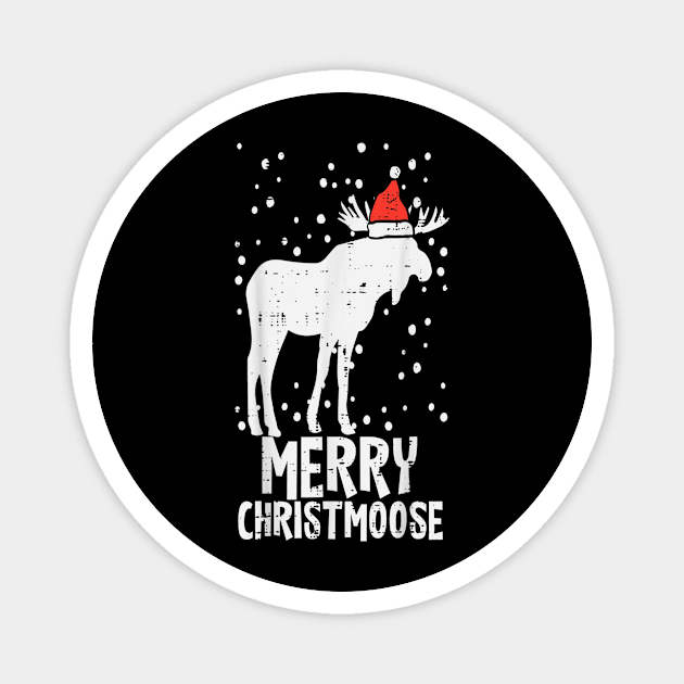 Merry Christmoose Santa Funny Christmas Moose Magnet by Schoenberger Willard